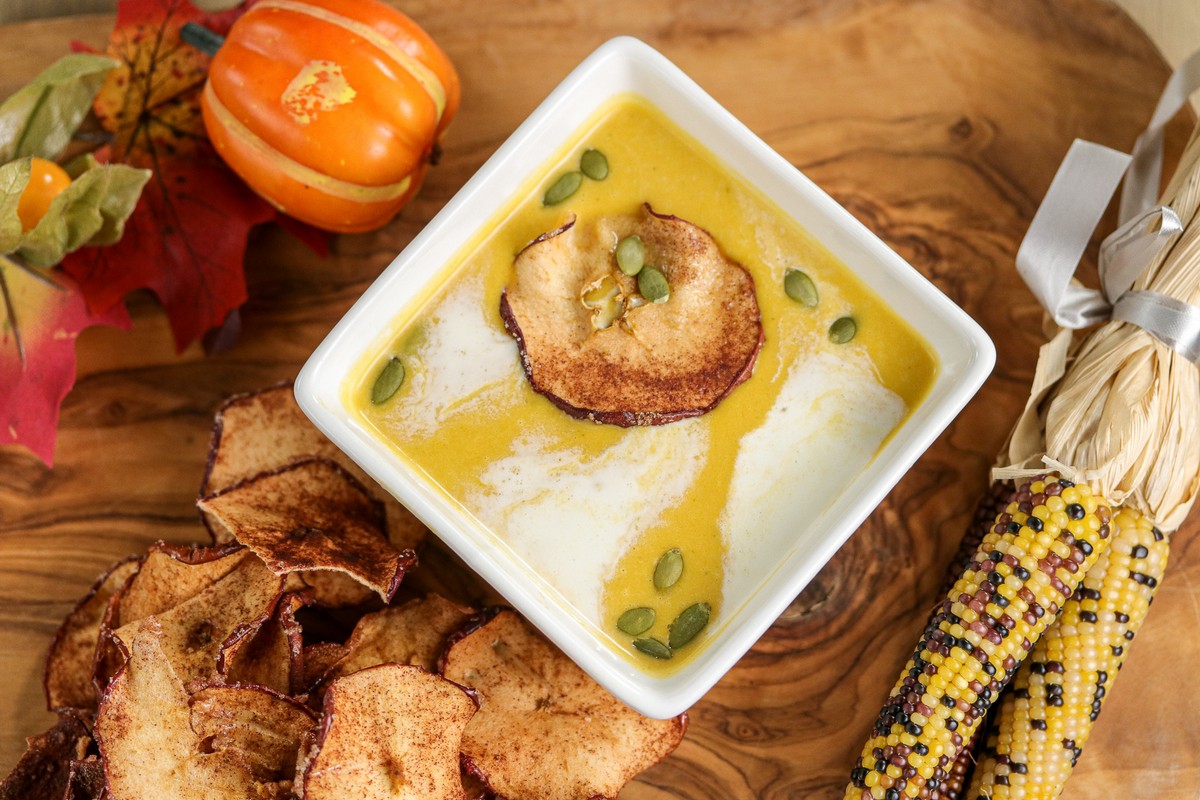 GlutenFree Sweet Potato Soup with Apple Crisp